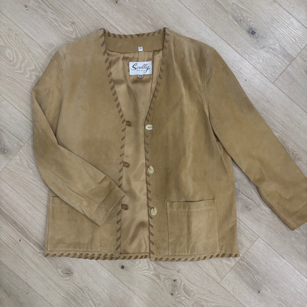 100% genuine leather 70s suede over sized Scully festival jacket